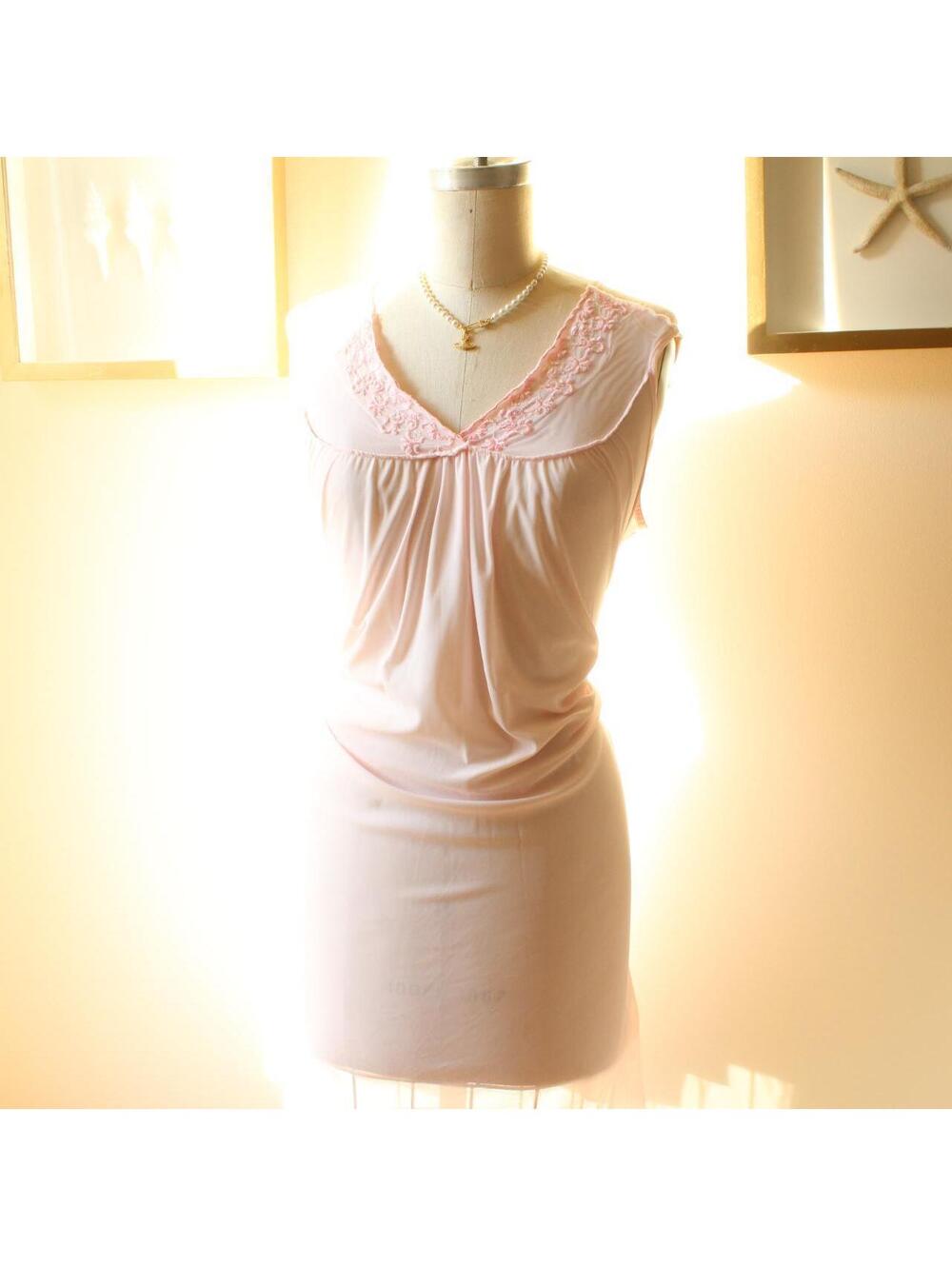 American Vintage Sheer Pink Lace-Trimmed Nightgown, New Without Tags, Size 23" x